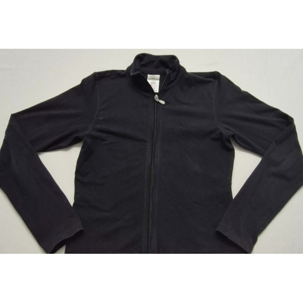 Adidas women's black full zip pockets athletic running light weight jacket sz M
